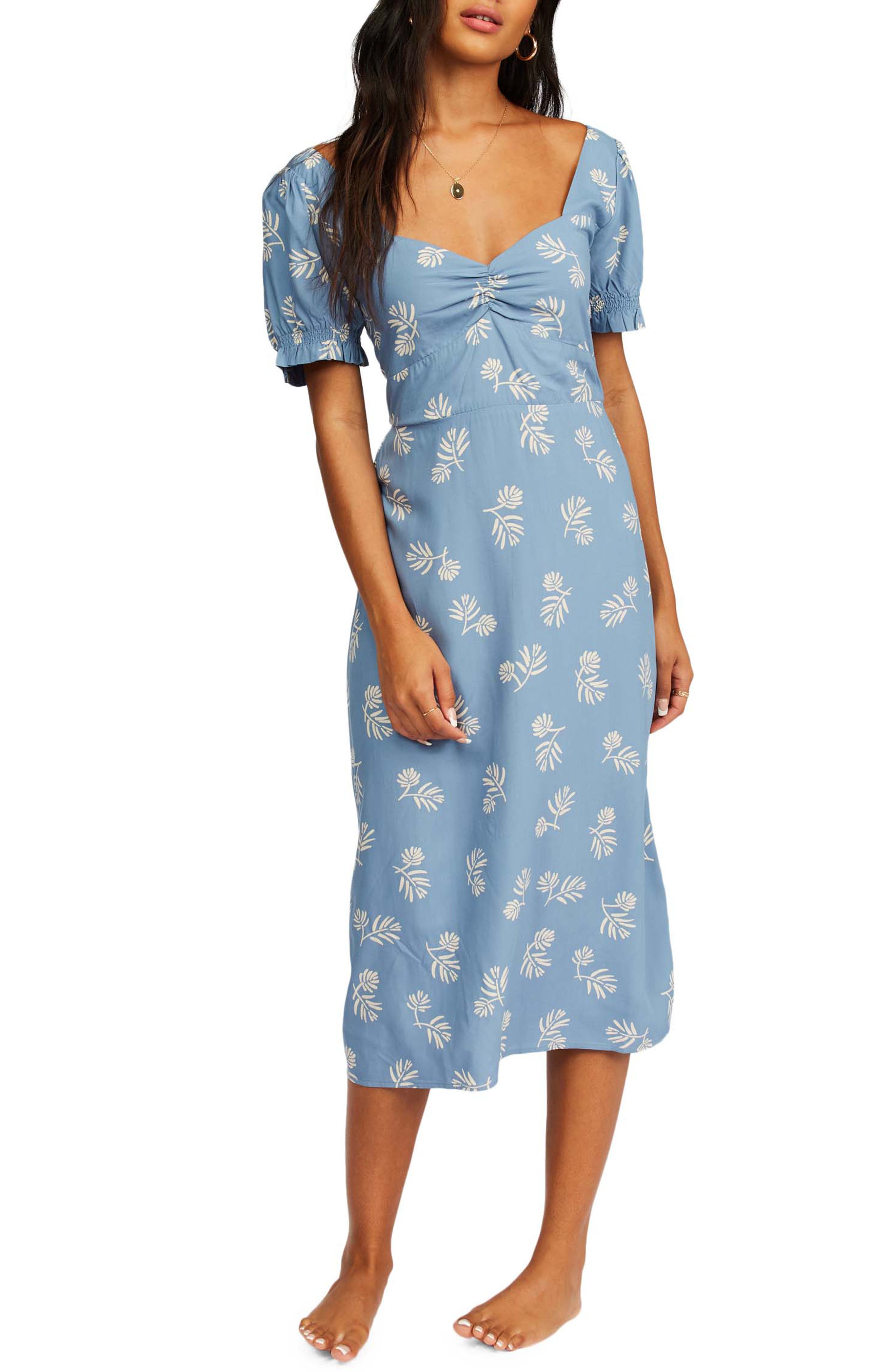 Letters Floral Midi Dress In Blue ...